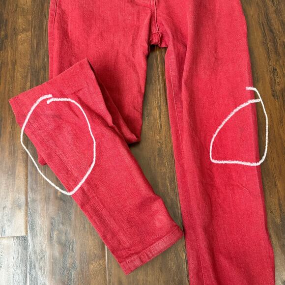 BALMAIN Skinny Jeans Red Low Rise Ankle Zip Stretch Hipster - Picture 8 of 16